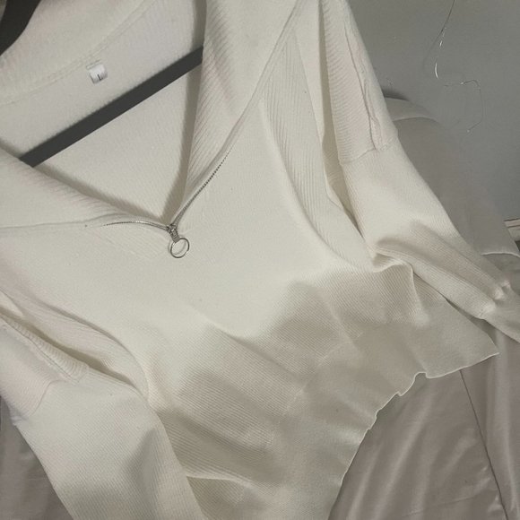 cozy white quarter zip - Picture 2 of 4